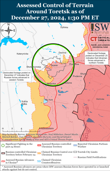 Mapa de operaciones militares para el 28 de diciembre de 2024 - situación en el frente