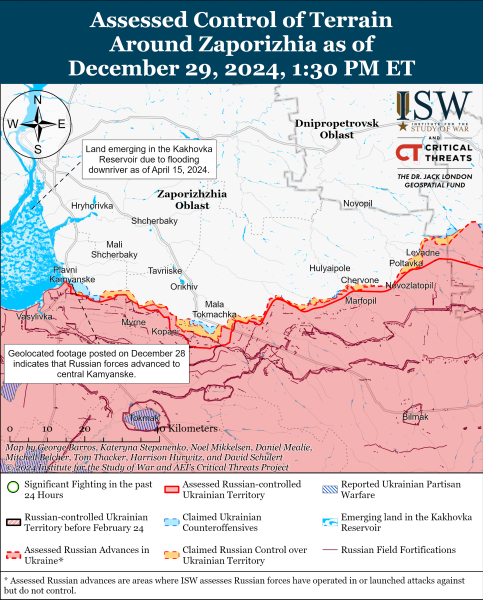 Mapa de las operaciones militares al 30 de diciembre de 2024 – situación en el frente