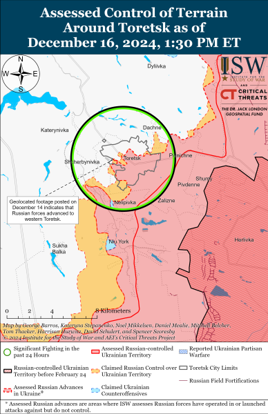 Mapa de las operaciones militares el 17 de diciembre de 2024 – situación en el frente