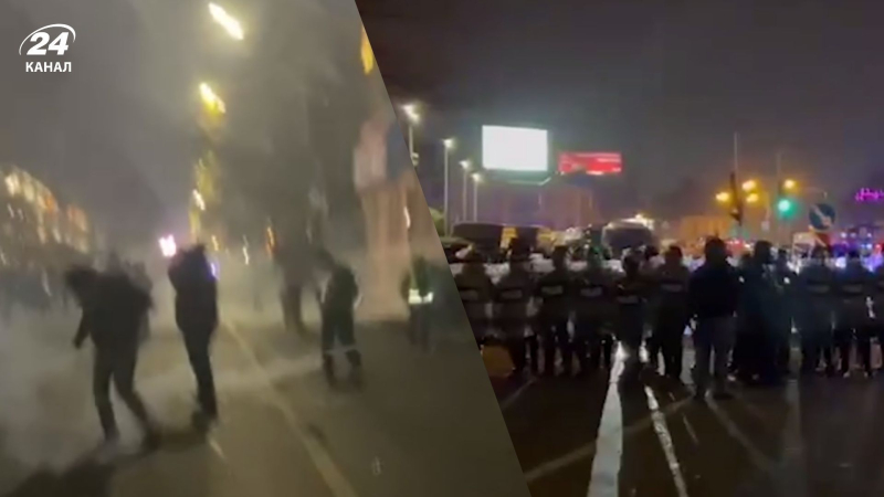 El edificio del parlamento en Georgia bajo fuegos artificiales: el noveno día de protestas en Georgia