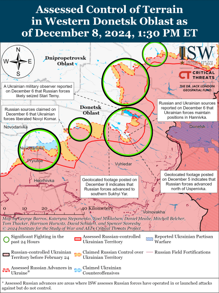 Mapa de operaciones militares para el 9 de diciembre de 2024: situación en el frente
