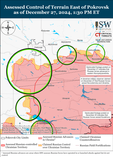 Mapa de las operaciones militares al 28 de diciembre de 2024 – situación en el frente