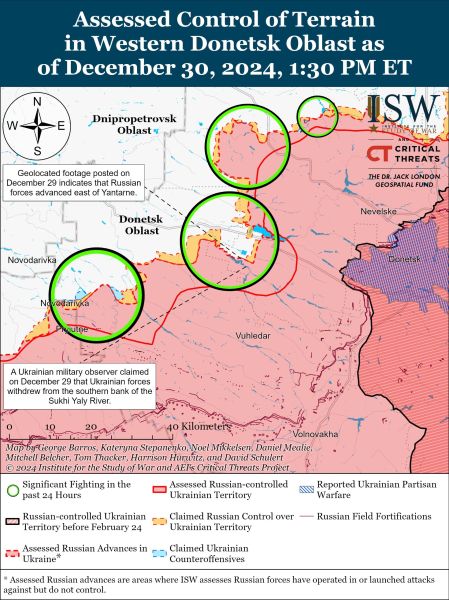 Mapa de operaciones militares al 31 de diciembre de 2024: situación en el frente