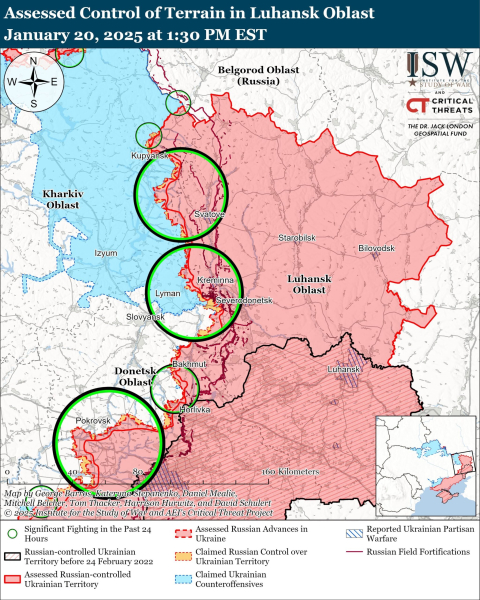 Mapa de las operaciones militares el 21 de enero de 2025 – situación en el frente