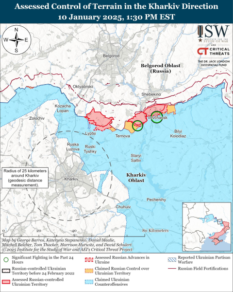 Mapa de las operaciones militares el 11 de enero de 2025 – situación en el frente