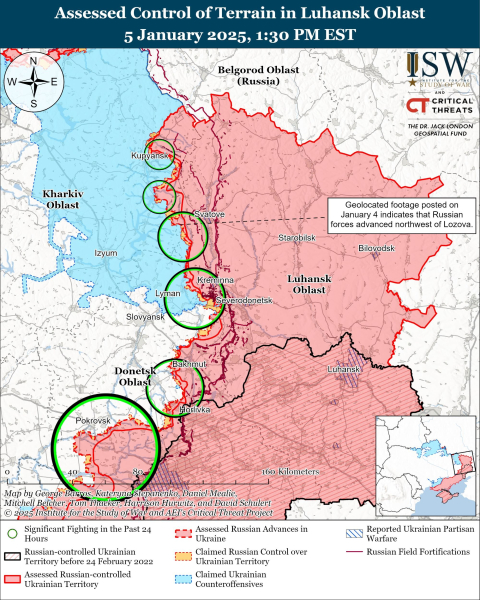 Mapa de operaciones militares para el 6 de enero de 2025: situación en el frente