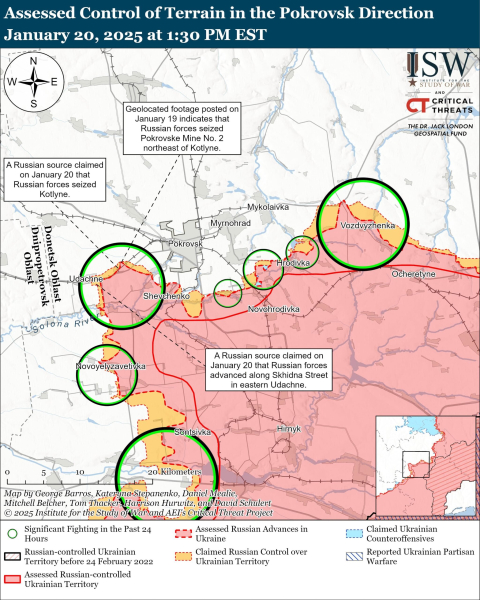 Mapa de las operaciones militares el 21 de enero de 2025 – situación en el frente