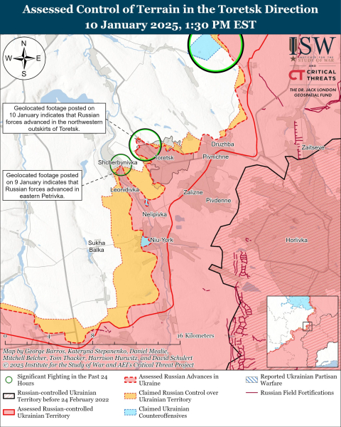 Mapa de las operaciones militares el 11 de enero de 2025 – situación en el frente