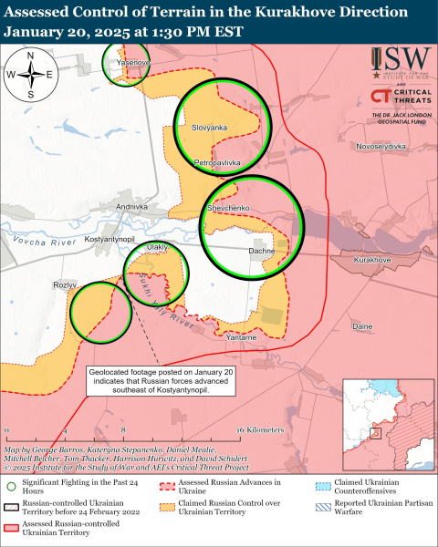 Mapa de las operaciones militares el 21 de enero de 2025 – situación en el frente