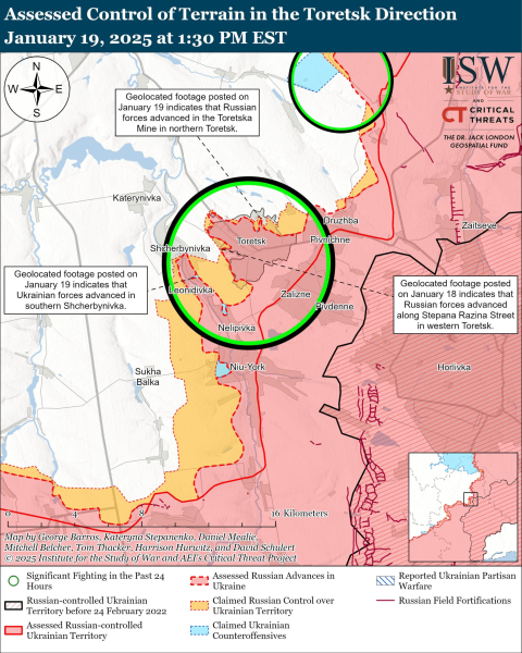 Mapa de las operaciones militares el 20 de enero de 2025 – situación en el frente