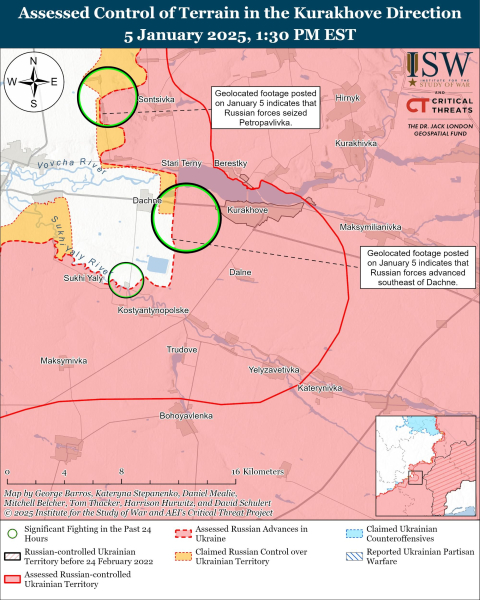 Mapa de operaciones militares al 6 de enero de 2025: situación en el frente