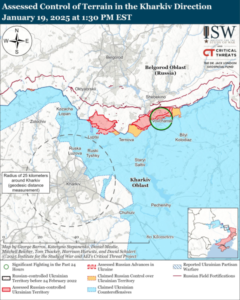 Mapa de las operaciones militares el 20 de enero de 2025 – situación en el frente