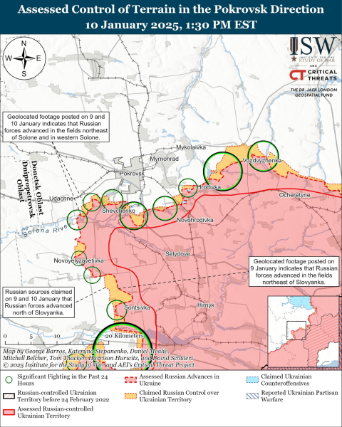 Mapa de las operaciones militares el 11 de enero de 2025 – situación en el frente