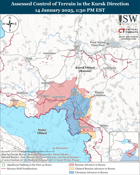 Mapa de las operaciones militares el 15 de enero de 2025 – situación en el frente