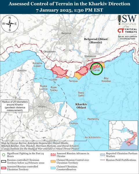 Mapa de las operaciones militares el 8 de enero de 2025 – situación en el frente