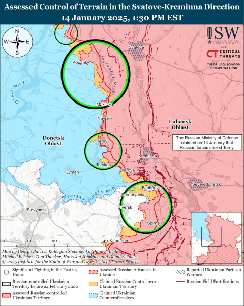 Mapa de las operaciones militares el 15 de enero de 2025 – situación en el frente