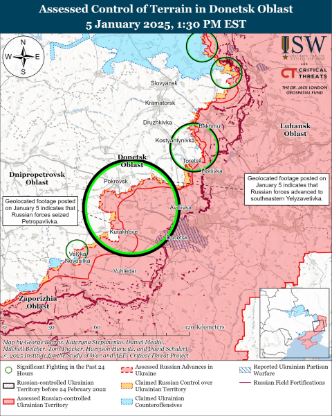 Mapa de operaciones militares el 6 de enero de 2025: situación en el frente