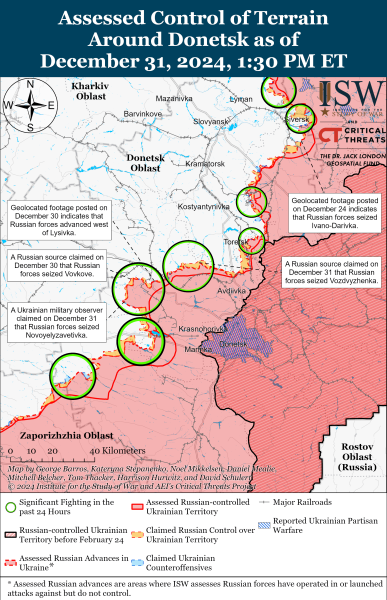 Mapa de las operaciones militares al 2 de enero de 2025 - situación en el frente