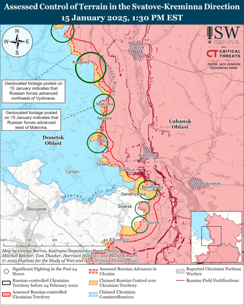 Mapa de las operaciones militares el 16 de enero de 2025 – situación en el frente