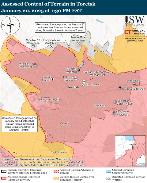 Mapa de las operaciones militares el 21 de enero de 2025 – situación en el frente