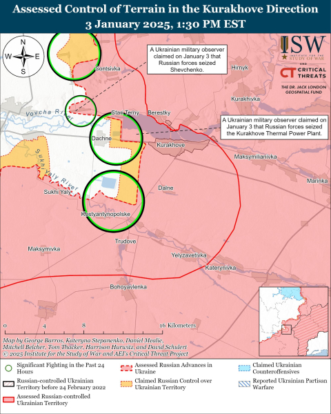 Mapa de operaciones militares el 4 de enero de 2025: situación en el frente