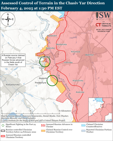 Mapa de las operaciones militares al 5 de febrero de 2025 – situación en el frente