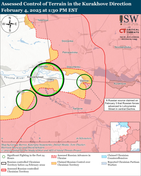 Mapa de las operaciones militares al 5 de febrero de 2025 - situación en el frente