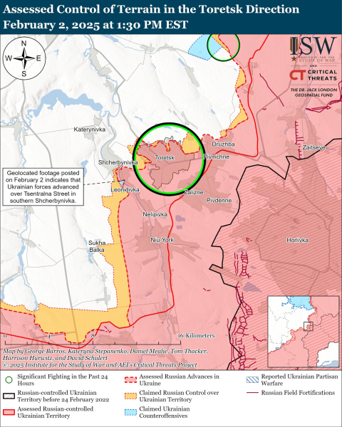 Mapa de las operaciones militares el 3 de febrero de 2025 – situación en el frente