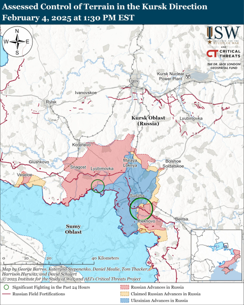 Mapa de las operaciones militares al 5 de febrero de 2025 – situación en el frente