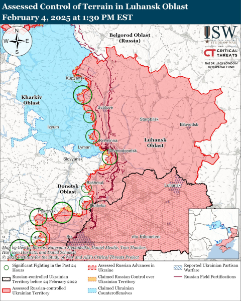 Mapa de las operaciones militares el 5 de febrero de 2025 – situación en el frente