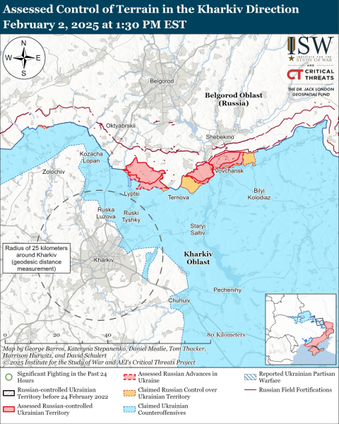 Mapa de las operaciones militares al 3 de febrero de 2025 – situación en el frente