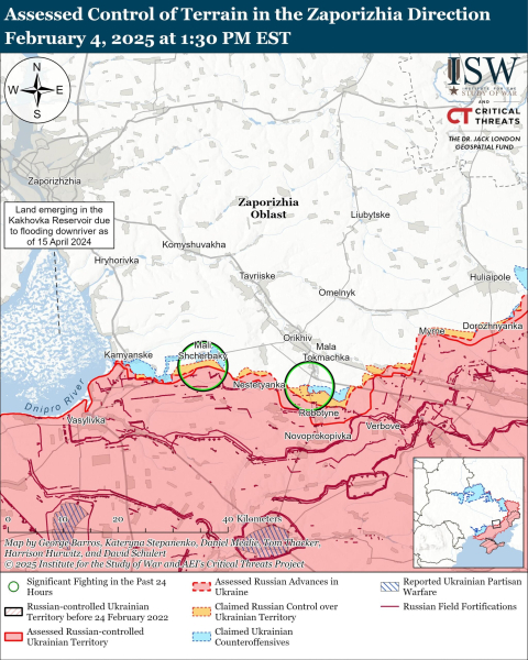 Mapa de las operaciones militares el 5 de febrero de 2025 – situación en el frente