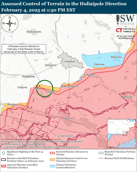 Mapa de las operaciones militares el 5 de febrero de 2025 – situación en el frente