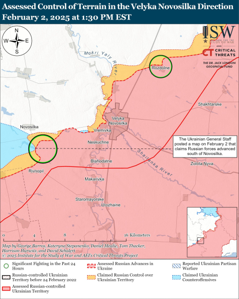 Mapa de las operaciones militares al 3 de febrero de 2025 – situación en el frente