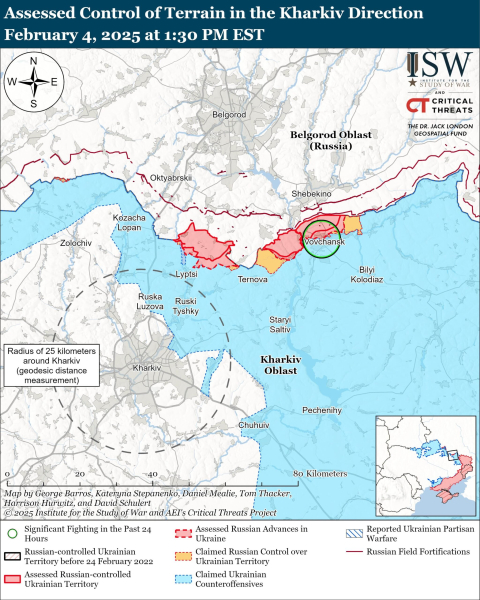 Mapa de las operaciones militares el 5 de febrero de 2025 – situación en el frente